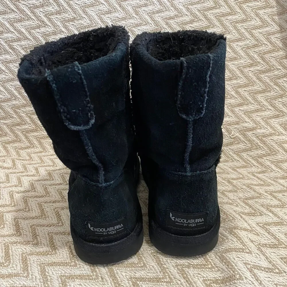 Koolaburra by UGG Youth Girls Michon Short Winter Suede Boot Black Size 5